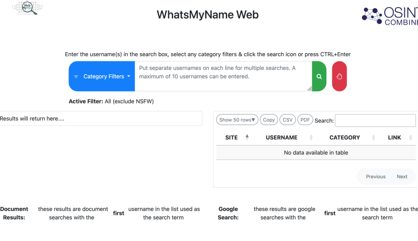 Баннер WhatsMyName.app