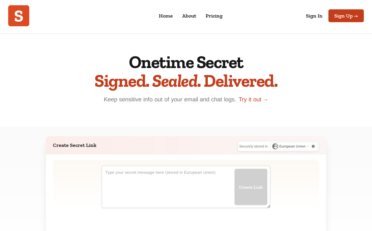 Баннер Onetimesecret