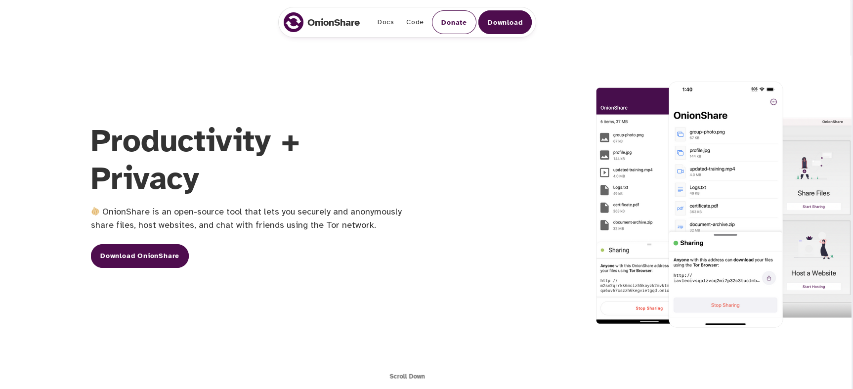 Баннер Onionshare